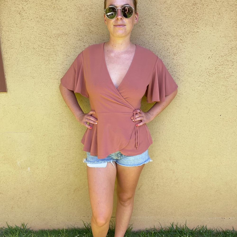 Short sleeve woman’s copper blouse